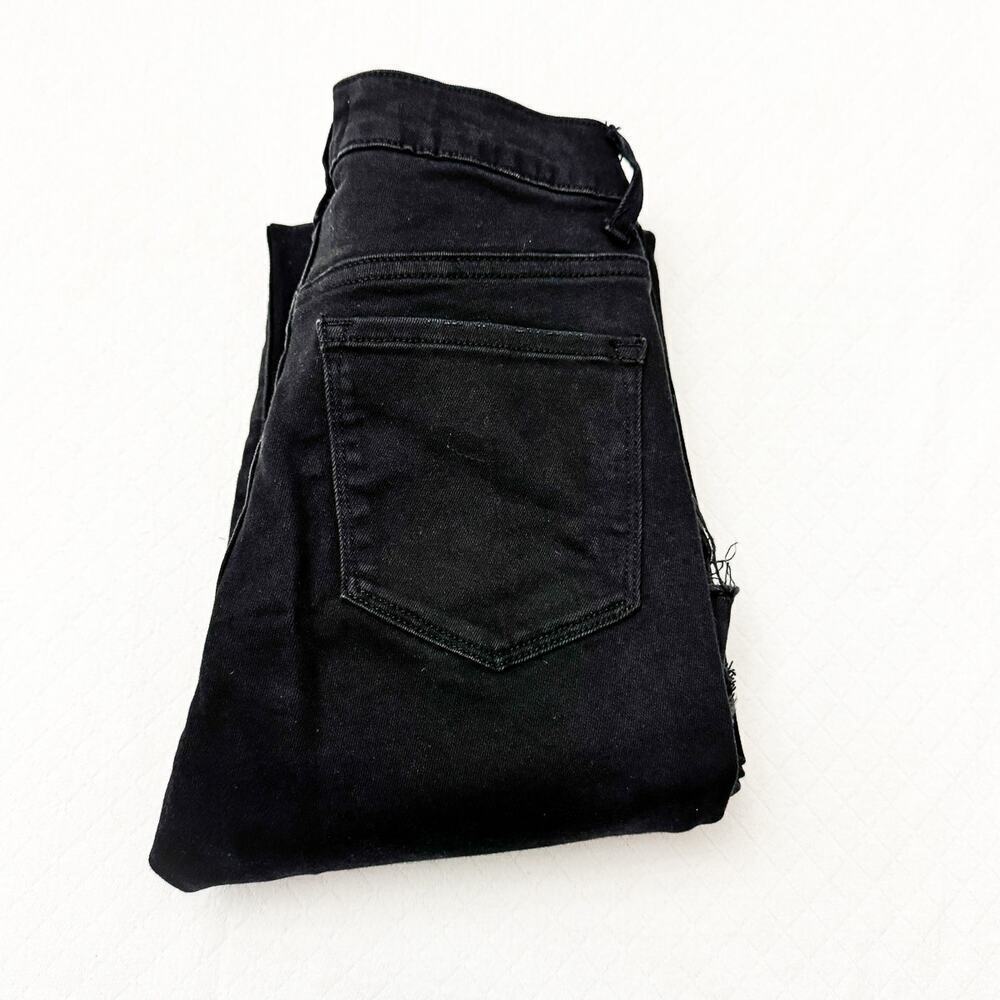 Flying Monkey Black Flare Distressed Ripped Hem Wide Leg Denim Jeans Size 24